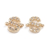 Brass Micro Pave Cubic Zirconia Letter Links ZIRC-I042-16G-S-1
