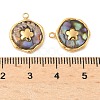 304 Stainless Steel Pave Natural Paua Shell Pendants STAS-F319-02C-G01-3