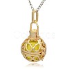 Golden Tone Brass Hollow Round Cage Pendants KK-J235-10G-2