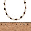 Natural Cultured Freshwater Pearl Rice and Natural Blood Amber Round Beaded Necklaces for Women NJEW-JN06427-4