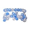 2Pcs 2 Style Glass Braided Beaded Flower Stretch Rings Set for Women RJEW-JR00592-4