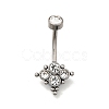 304 Stainless Steel Clear Cubic Zirconia Curved Barbell Belly Button Rings AJEW-D306-03P-03-2