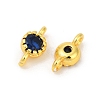 Brass Cubic Zirconia Flat Round Connector Charms KK-H204-02G-03-2