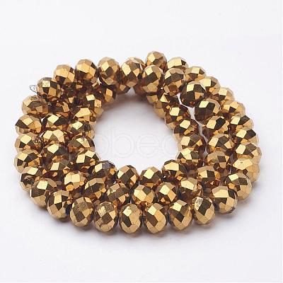 Electroplate Glass Beads Strands GR7X10MMY-G-1