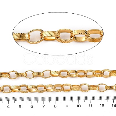 304 Stainless Steel Textured Rolo Chains STAS-P386-09G-1
