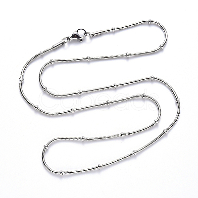 Non-Tarnish 304 Stainless Steel Round Snake Chain Necklace NJEW-S420-009A-P-1