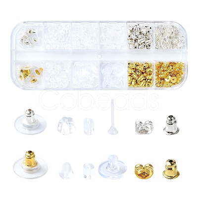 488Pcs 12 Styles Plastic Brass Ear Nuts FIND-YW0005-03-1