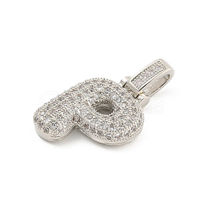Brass Micro Pave Clear Cubic Zirconia Pendants KK-B099-01P-P-1