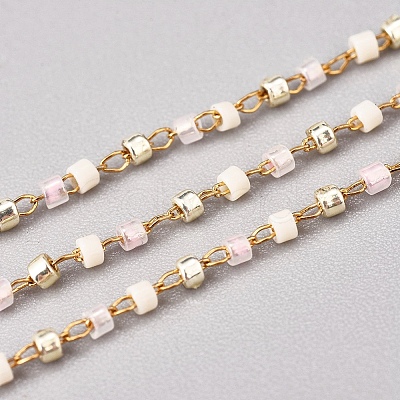 Handmade Glass Seed Beaded Chains CHS-G012-14G-1