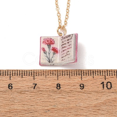 Brass Enamel Book Pendant Necklaces for Women KK-CBAF5B9-01G-01-1