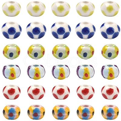 18Pcs 6 Colors Handmade Porcelain European Beads PORC-YW0001-87-1