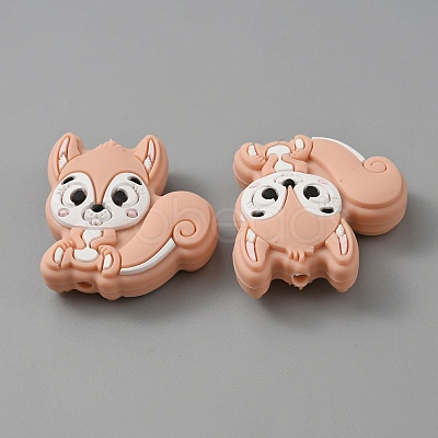 Squirrel Food Grade Eco-Friendly Silicone Beads LS-SIL-WH0012-030F-1