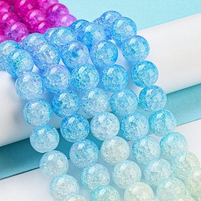 Spray Painted Crackle Glass Beads Strands DGLA-C002-10mm-05-1