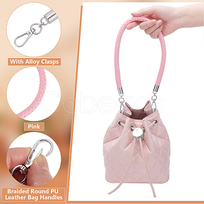Braided Round PU Leather Bag Handles FIND-WH0180-01B-P-1