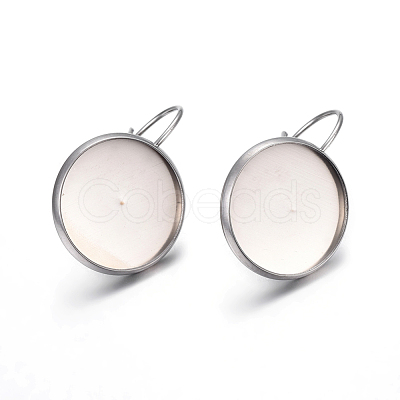 Tarnish Resistant 304 Stainless Steel Leverback Earring Settings STAS-F191-03P-16mm-1