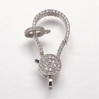 Brass Micro Pave Cubic Zirconia Lobster Claw Clasps ZIRC-G095-54P-1