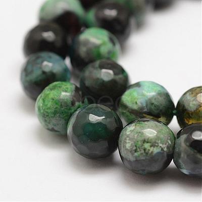 Faceted Natural Fire Crackle Agate Beads Strands G-F447-10mm-A18-1