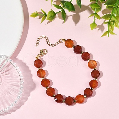 Natural Agate(Dyed & Heated) Round Beaded Bracelets for Women BJEW-JB14153-1
