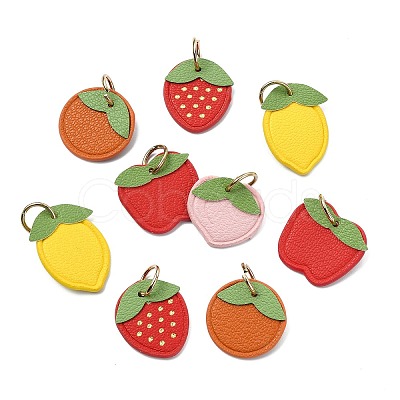10Pcs 5 Styles Fruit Series Microfiber Leather Pendants FIND-CJ0005-21-1