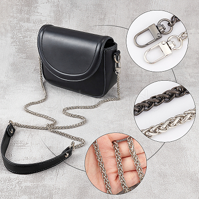 2Pcs 2 Colors Alloy Byzantine Chain & PU Leather Bag Strap FIND-WR0001-49-1