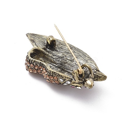 Horse's Head Alloy Rhinestone Brooches JEWB-E041-18AB-03-1