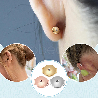 18pcs 3 Colors Brass Ear Nuts KK-PH0011-68-1