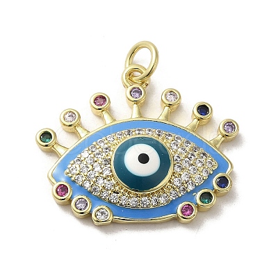 Brass Micro Pave Cubic Zirconia Pendants KK-E092-09G-04-1