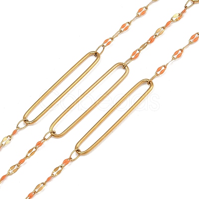 304 Stainless Steel Enamel Dapped Chain Oval Link Chains CHS-K021-15G-01-1