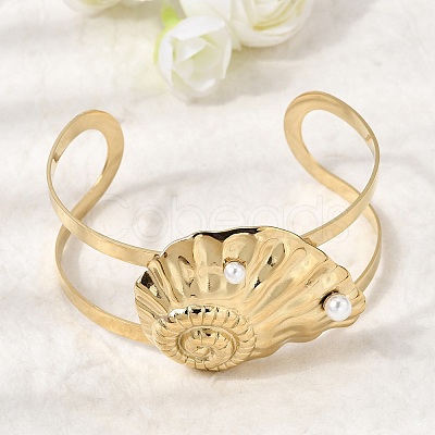 Stylish 304 Stainless Steel Cuff Bangles BJEW-K302-01D-G-1