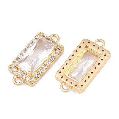 Brass Micro Pave Clear Cubic Zirconia Connector Charms CU-CBA7BFE-01B-G-1