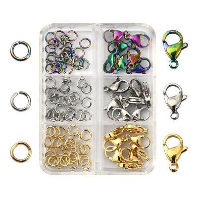 120Pcs Ion Plating(IP) 304 Stainless Steel Lobster Claw Clasps STAS-YW0001-22-1