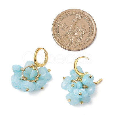 3 Pairs Natural Rose Quartz & White Jade & Lapis Lazuli Chip Beads Hoop Earrings EJEW-JE06823-1