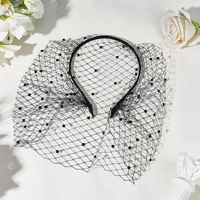 Mesh Veil Cloth Hair Bands AJEW-WH20120-52A-1