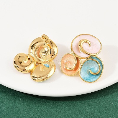 304 Stainless Steel Enamel Spiral Stud Earrings for Women EJEW-A138-03G-1