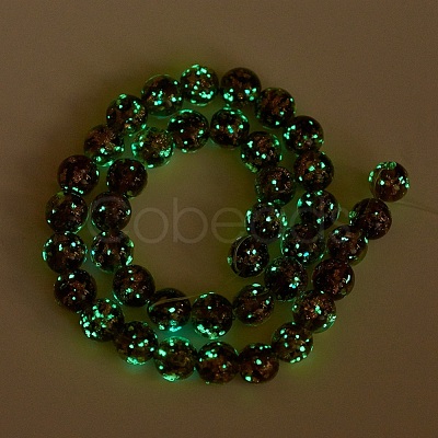 Handmade Gold Sand Lampwork Beads Strands LAMP-P051-L06-12mm-1