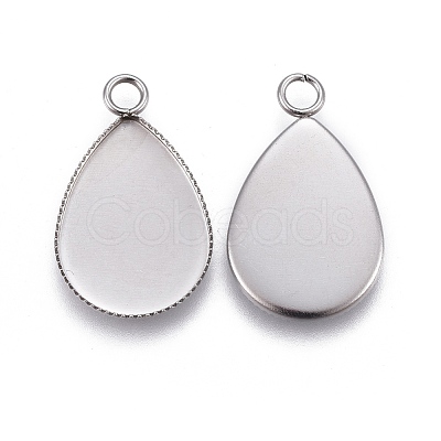 Tarnish Resistant 304 Stainless Steel Pendant Cabochon Settings STAS-L226-003P-1