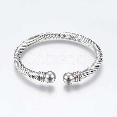 Tarnish Resistant 304 Stainless Steel Torque Bangles BJEW-G584-05B-1