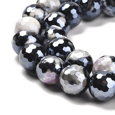 Electroplated Natural Fire Crackle Agate Round Beads Strands G-G0006-A02-03-1