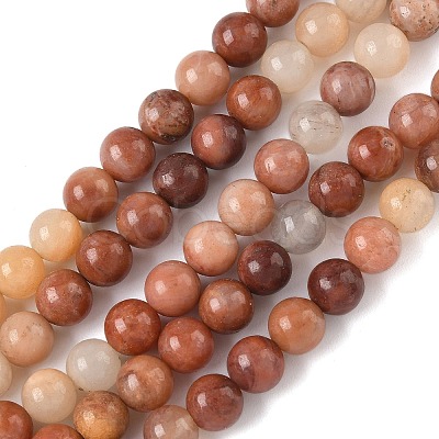 Natural Pink Aventurine Beads Strands G-P257-05-6mm-1