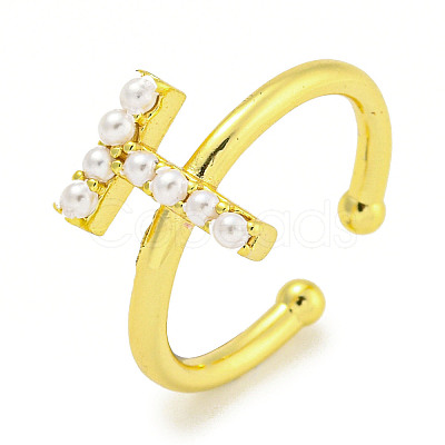 Rack Plating Brass Open Cuff Rings for Women RJEW-F162-01G-T-1
