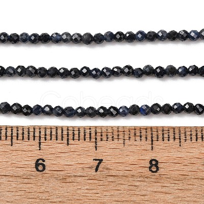 Natural Black Sapphire Beads Strands G-P625-2mm-01-1