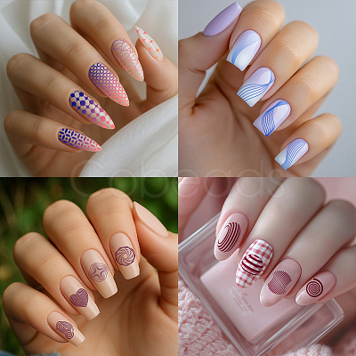Stainless Steel DIY Nail Art Templates MRMJ-WH0092-111-1