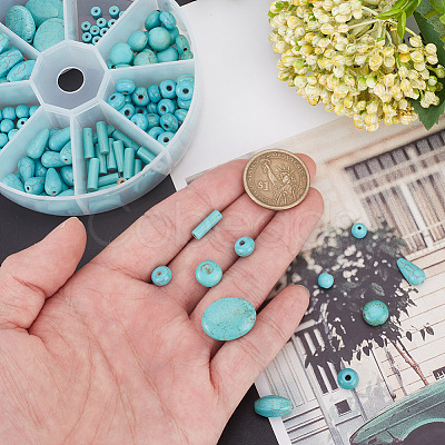 185Pcs 8 Styles Synthetic Turquoise Dyed Beads Strands TURQ-AR0001-37-1