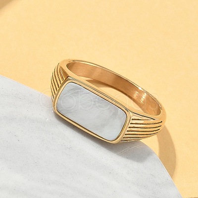 316L Stainless Steel Shell Finger Rings for Women RJEW-U054-01C-G-1