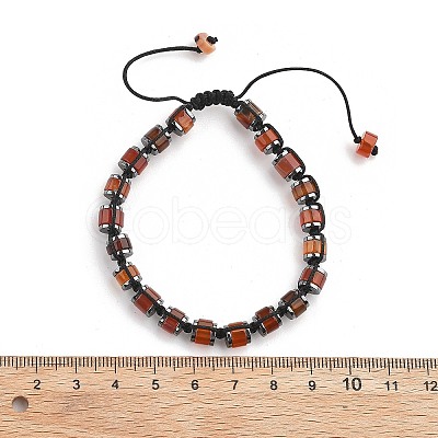 Adjustable Natural Carnelian and Non-magnetic Synthetic Hematite Braided Bead Bracelets BJEW-Z090-01D-1