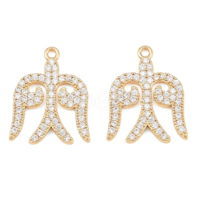 Brass Micro Pave Clear Cubic Zirconia Pendants CU-CBA7BFE-02B-G-1