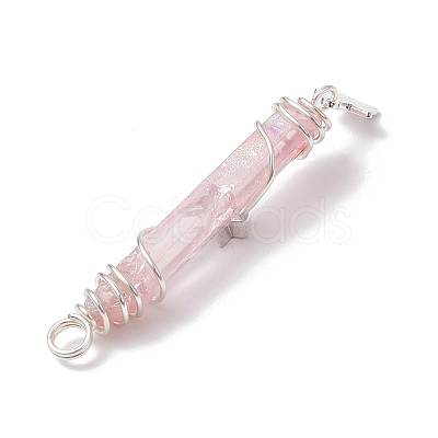3Pcs 3 Styles Electroplated Natural Quartz Crystal Pointed Copper Wire Wrapped Pendants PALLOY-JF03767-05-1