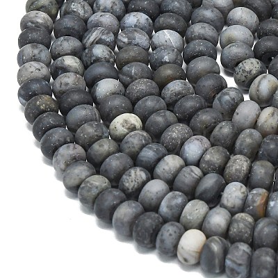 Natural African Black Opal Beads Strands G-P575-A31-6x4mm-1