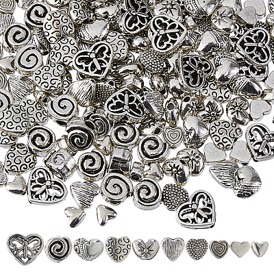 200Pcs 10 Styles Tibetan Style Alloy Beads FIND-FH0016-54-1