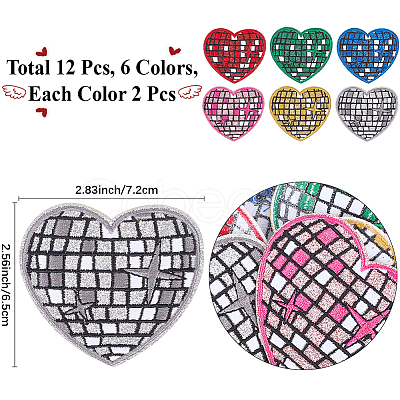 12Pcs 6 Colors Heart Computerized Embroidery Cloth Self Adhesive Patches DIY-CY0001-24-1